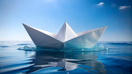 Paper Boat on Icy Water