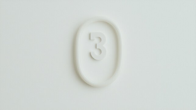 White number three, minimalist design, simple background,  website counter