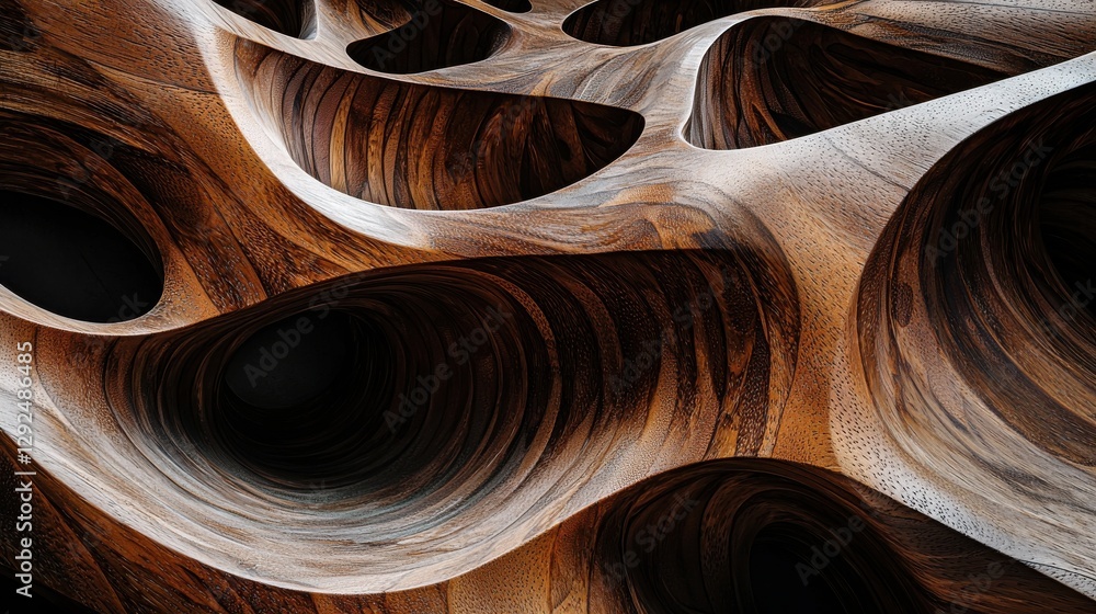 Poster abstract texture featuring flowing lines and curves in warm earthy tones.