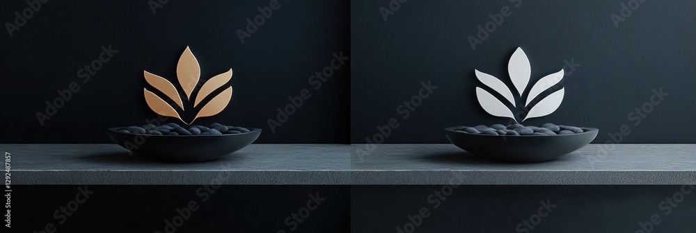 Fototapete comparison between outdated logo design and sleek modern redesign concept showcasing branding evolut
