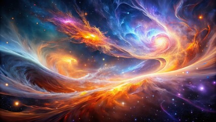 Fototapeta premium Celestial Dance A Symphony of Cosmic Nebulae and Star Clusters in Vivid Hues