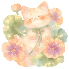 cat watercolor illustration, generation AI 