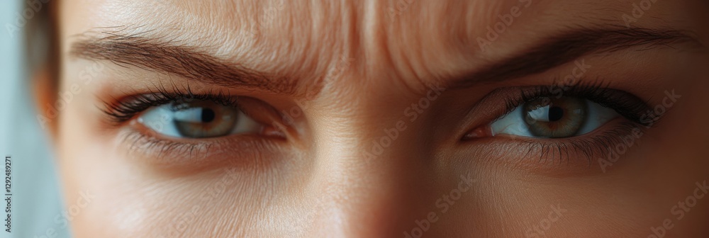 Aufkleber close up view of a womans face illustrating contrasting textures of aged and youthful skin on opposi