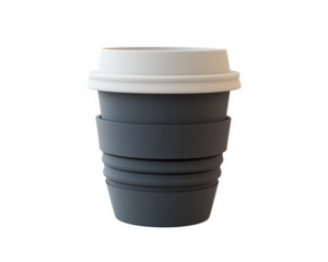Collapsible silicone coffee cup, space saving design, eco friendly, reusable, portable, modern style, ideal for travel, dark gray color, practical for daily use