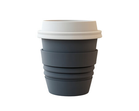 Collapsible silicone coffee cup, space saving design, eco friendly, reusable, portable, modern style, ideal for travel, dark gray color, practical for daily use