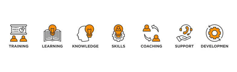 Capacity building banner web icon vector illustration concept with an icon of training, learning, knowledge, skills, coaching, support, and development