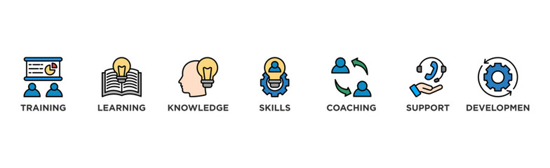 Capacity building banner web icon vector illustration concept with an icon of training, learning, knowledge, skills, coaching, support, and development