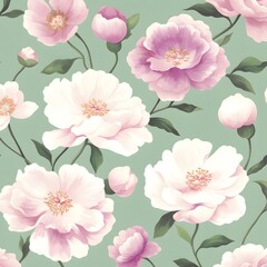 Fototapeta premium Vintage florl pattern watercolor illustration, generation AI 