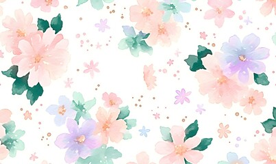 Vintage florl pattern watercolor illustration, generation AI 