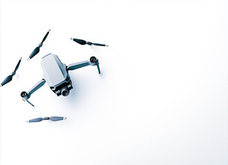 Eye level angle, drone capturing a unique aerial perspective on a white background