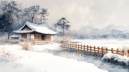 fields and mountains covered with snow