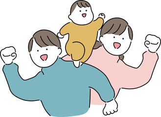 家族で「いくぞ！」_お父さん前