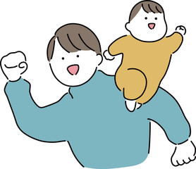 お父さんと赤ちゃん「いくぞ！」