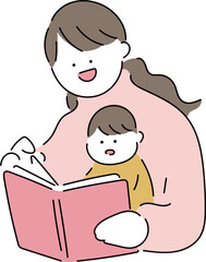 お母さんと赤ちゃん_絵本を読む