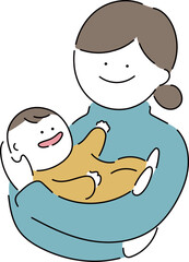 色々なお母さんと赤ちゃん「にっこり」_カジュアル