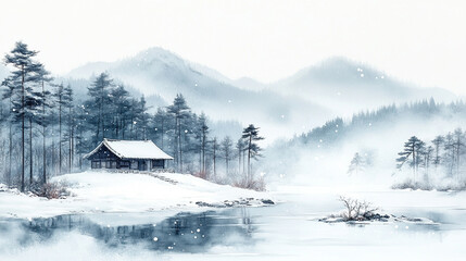 fields and mountains covered with snow