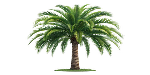 Obraz premium Lush Tropical Palm Tree Isolated on Transparent Background – High-Quality Cutout PNG Exotic Green Palm Tree Cut Out with Transparent Background – Perfect for Design Projects
