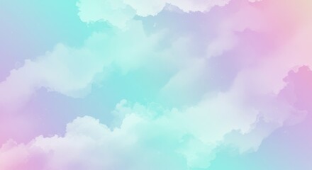 Ethereal watercolor texture, soft pastel gradient, dreamy abstract background, iridescent hues, turquoise and purple blend, gentle color transition