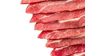 Stack of meat with a white background, isolated