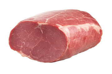 Piece of meat is displayed on a white background, isolated