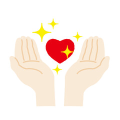 キラキラしたハートと手