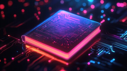 Cyber environment close-up futuristic graphic art and digital book design