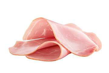 Obraz premium Piece of ham is sliced into three pieces, isolated