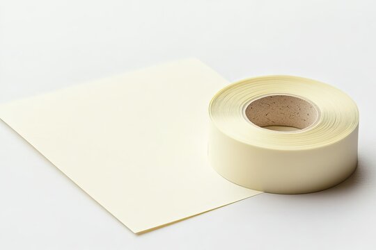 Detailed Color Image of Blank Note Paper with Adhesive Tape Isolated
