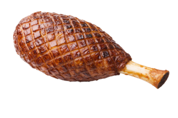 Piece of meat with a bone sticking out of it, isolated