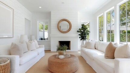 Fototapeta premium An empty room with wooden floors and white walls