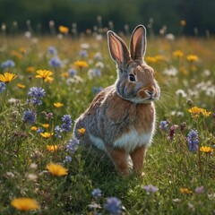 Fototapeta premium rabbit in the meadow jerusalem, mosque, architecture, dome, church, city, israel, religion, travel, sky, building, old, malta, view, temple, europe, town, ancient, landmark, tourism, skyline, 