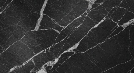 Obraz premium Dark abstract texture, cracked marble effect, black and white, high contrast, veined surface, rough edges, weathered stone