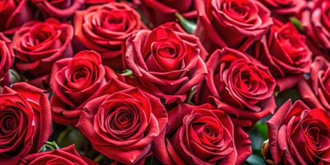 Naklejka premium Vibrant background of natural red roses, roses, red, vibrant, background, nature, floral, petals, blooming