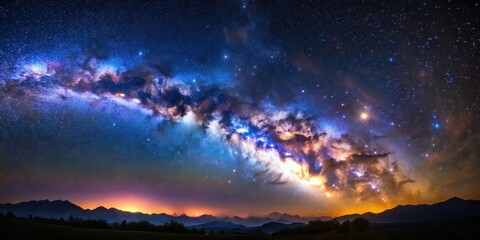 Stunning Milky Way galaxy shining brightly in the night sky ,  stars, astronomy, universe, space, cosmic, constellation