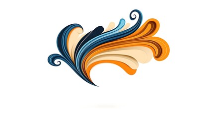 Abstract Swirling Floral Design: Digital Illustration on White Background AI Generated
