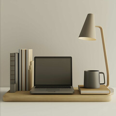 create Laptop A central object in the scene requiring a combination of flat and boxlike shapes Books A stack of books featuring simple rectangular shapes for the c
