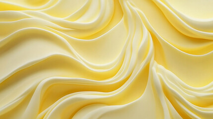 Obraz premium Soft yellow fabric draping elegantly, creating a soothing wave pattern in a serene setting