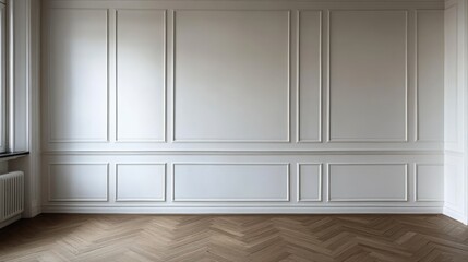 Fototapeta premium An empty room with wooden floors and white walls