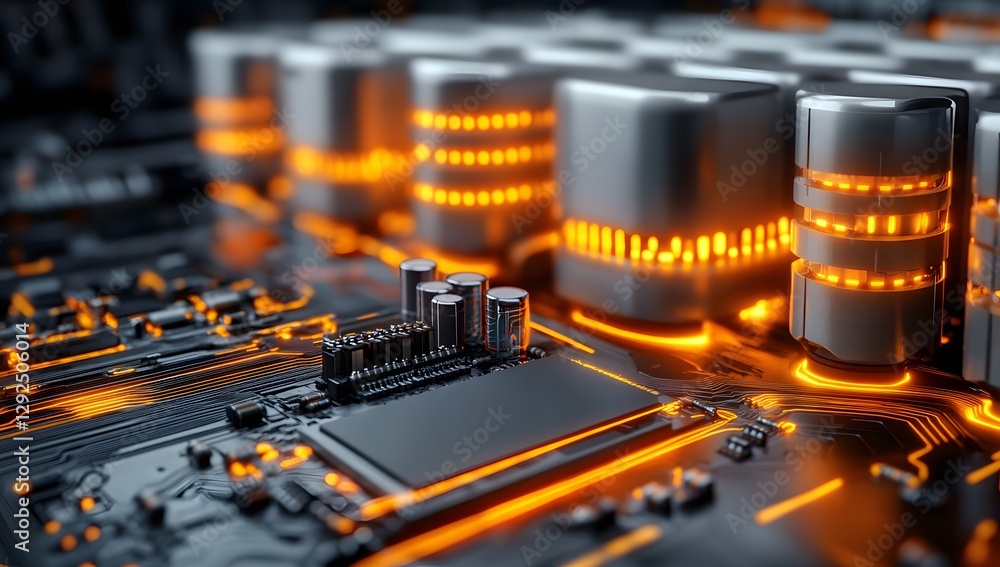 Aufkleber futuristic circuit board with glowing components