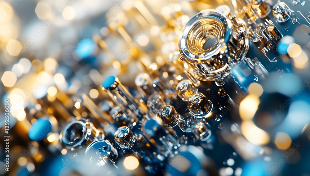 Poster abstract technological intricate metallic gears