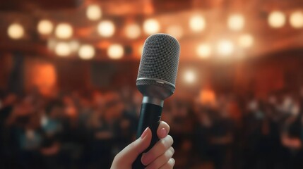 Microphone Held in Hand in Conference Setting