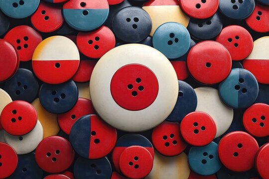 Ohio State Flag Buttons Pile Close-Up Digital Art Illustration