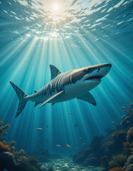 Obraz premium Ocean Predators: The Majestic Power of Sharks