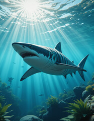 Obraz premium Ocean Predators: The Majestic Power of Sharks