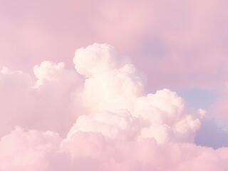 Fototapeta premium Vibrant Pink Sky at Dusk with Fluffy Clouds Creating a Dreamy Atmosphere of Tranquility and Beauty