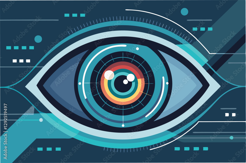Aufkleber intricate digital eye design showcasing technology and innovation in a visually striking way