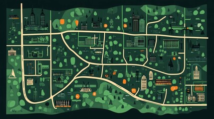 Hand-Painted Map Showcasing Local Landmarks in AR Style