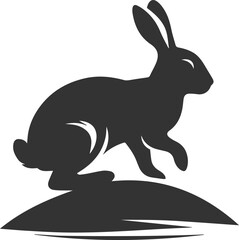 Rabbit climbing a small hill animal vector silhouette