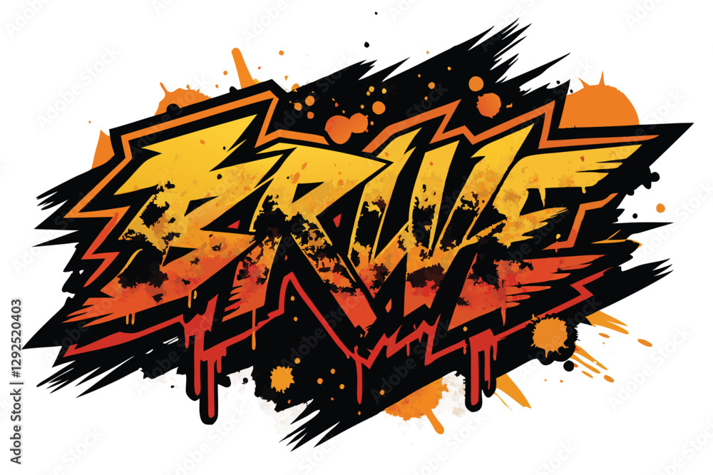 Leinwandbilder Bold graphic design featuring abstract shapes and dynamic lines with an orange and black color palette on a light background