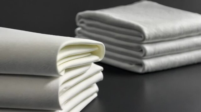 Neatly Stacked White Fabric: Cleanliness, Purity, and Softness
